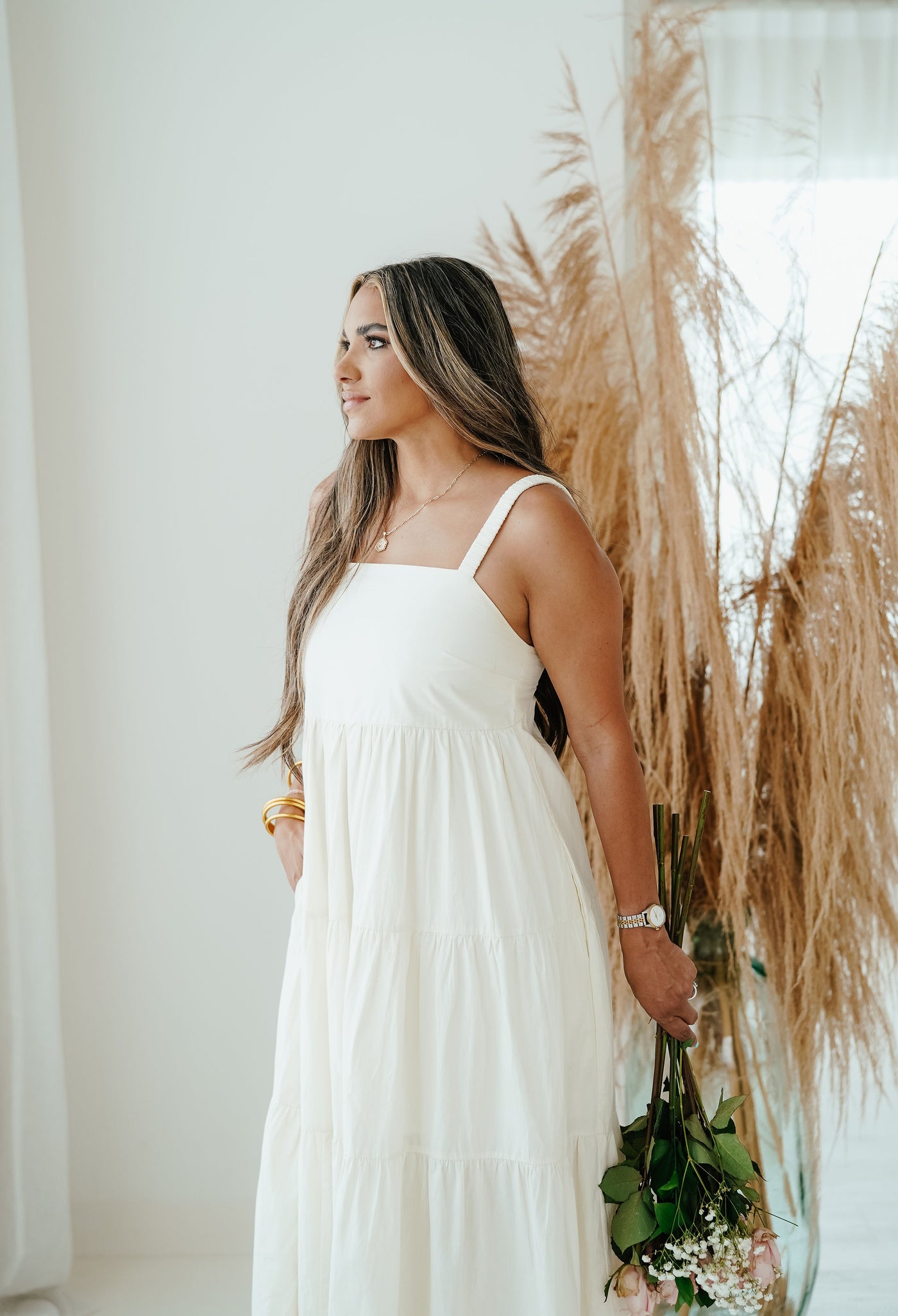 The Way To Go Babydoll Tiered Maxi Dress